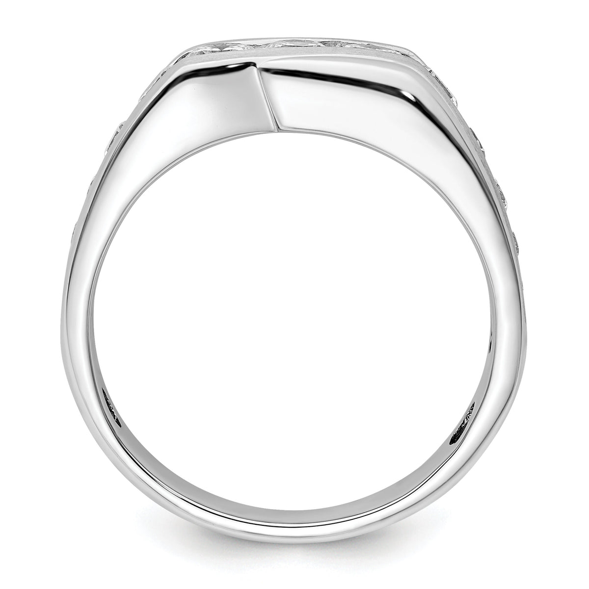 14k White Gold 1 3/8ct Lab Grown Diamond VS/SI+ G+ Comp Satin Men's Ring-B220052