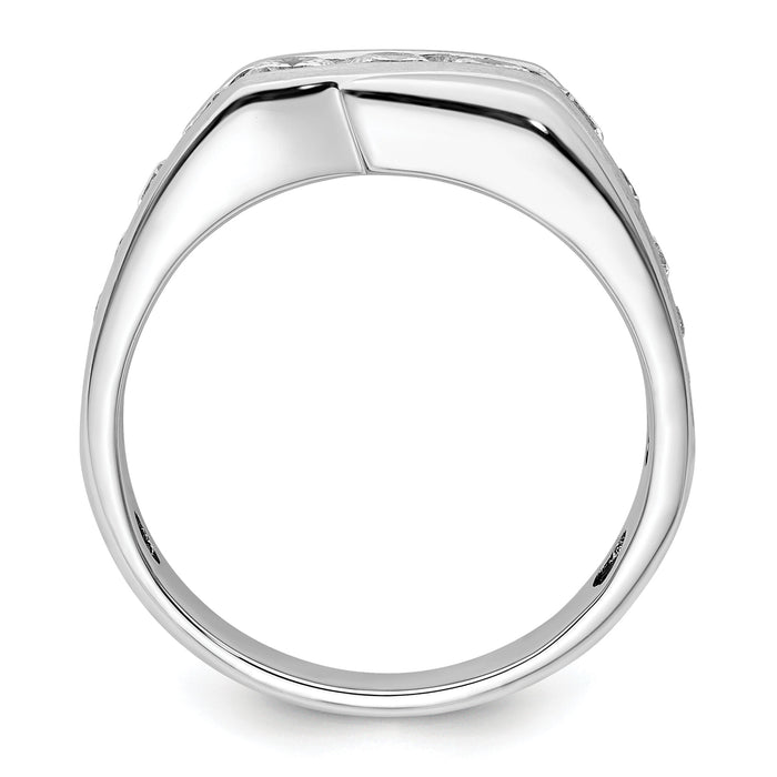 14k White Gold 1 3/8ct Lab Grown Diamond VS/SI+ G+ Comp Satin Men's Ring-B220052