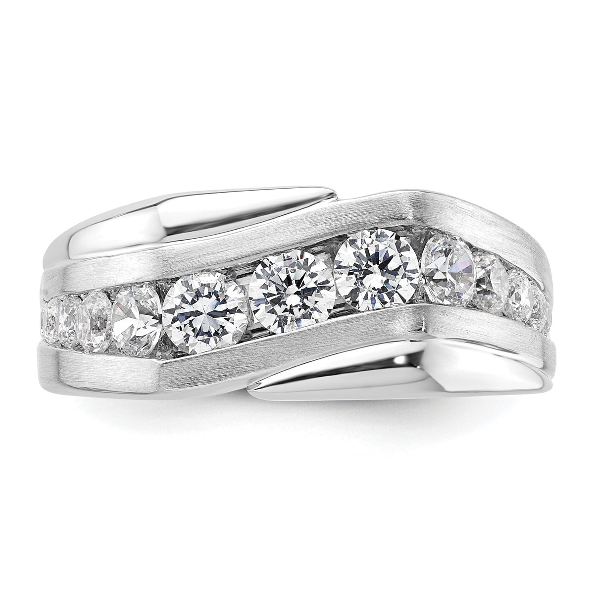 14k White Gold 1 3/8ct Lab Grown Diamond VS/SI+ G+ Comp Satin Men's Ring-B220052