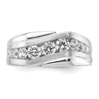 14k White Gold 1 3/8ct Lab Grown Diamond VS/SI+ G+ Comp Satin Men's Ring-B220052