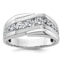 14k White Gold 1 3/8ct Lab Grown Diamond VS/SI+ G+ Comp Satin Men's Ring-B220052