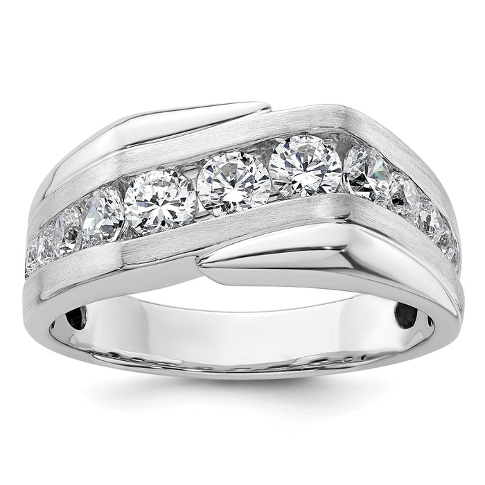 14k White Gold 1 3/8ct Lab Grown Diamond VS/SI+ G+ Comp Satin Men's Ring-B220052-4WLG