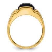 14k 1/8 ct Lab Grown Dia VS/SI+ G+ & Onyx Comp Men's Ring-B220054