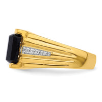 14k 1/8 ct Lab Grown Dia VS/SI+ G+ & Onyx Comp Men's Ring-B220054
