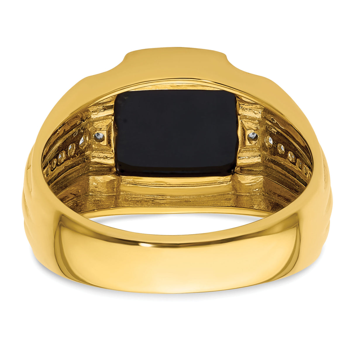 14k 1/8 ct Lab Grown Dia VS/SI+ G+ & Onyx Comp Men's Ring-B220054
