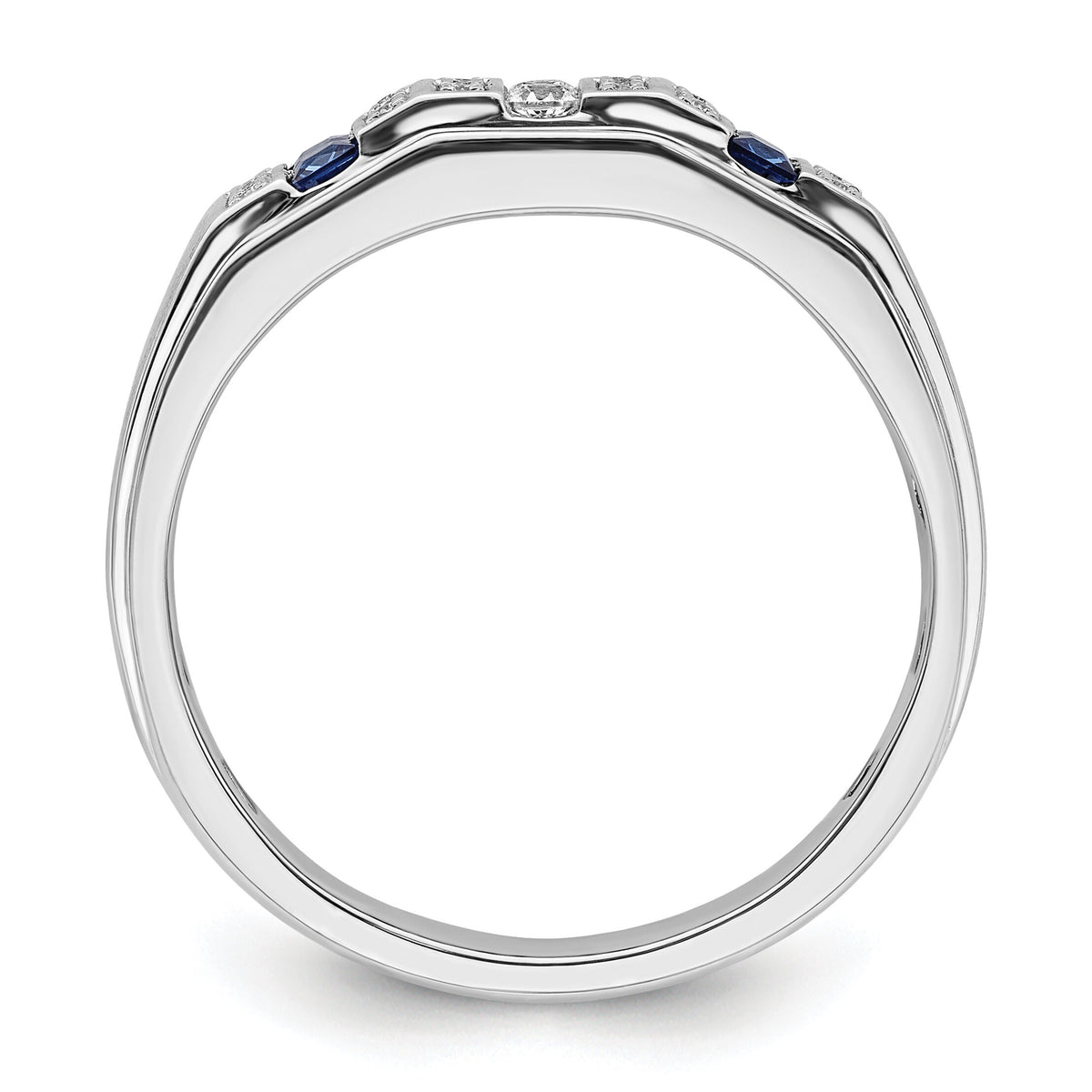14k White Gold 1/5 ct Lab Grown Dia VS/SI+ G+ & Cr Sapphire Comp Men's Ring-B220055