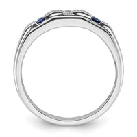 14k White Gold 1/5 ct Lab Grown Dia VS/SI+ G+ & Cr Sapphire Comp Men's Ring-B220055