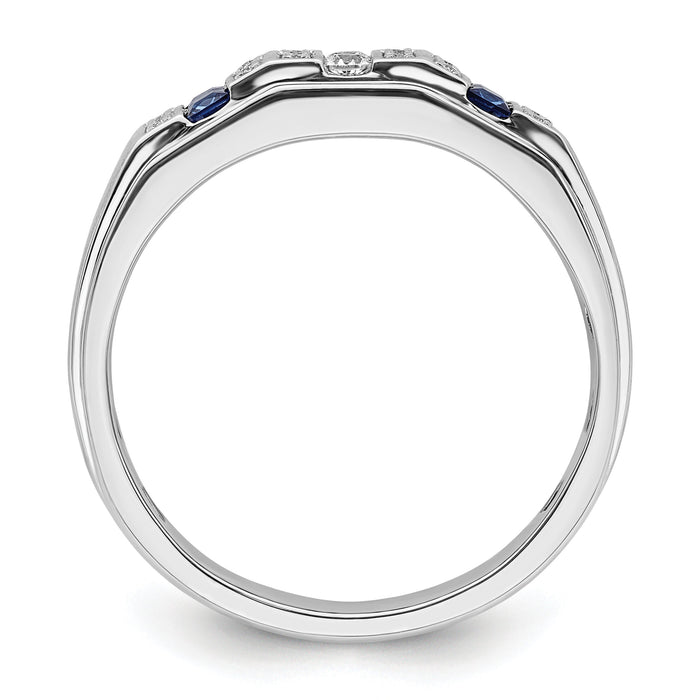 14k White Gold 1/5 ct Lab Grown Dia VS/SI+ G+ & Cr Sapphire Comp Men's Ring-B220055