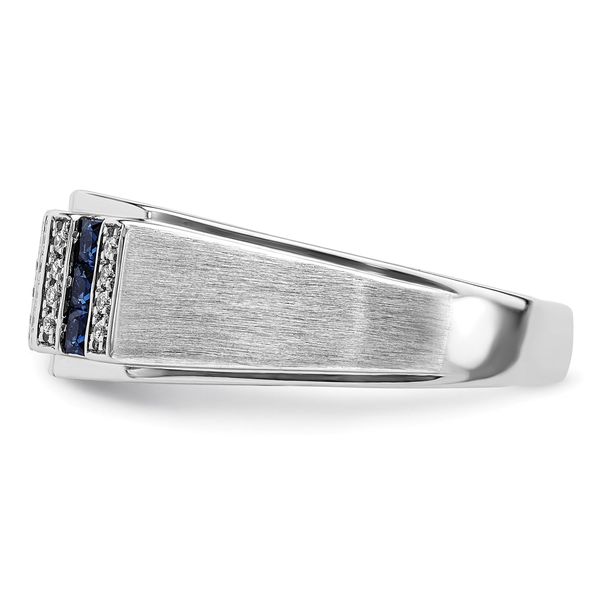 14k White Gold 1/5 ct Lab Grown Dia VS/SI+ G+ & Cr Sapphire Comp Men's Ring-B220055