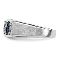 14k White Gold 1/5 ct Lab Grown Dia VS/SI+ G+ & Cr Sapphire Comp Men's Ring-B220055
