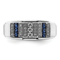14k White Gold 1/5 ct Lab Grown Dia VS/SI+ G+ & Cr Sapphire Comp Men's Ring-B220055