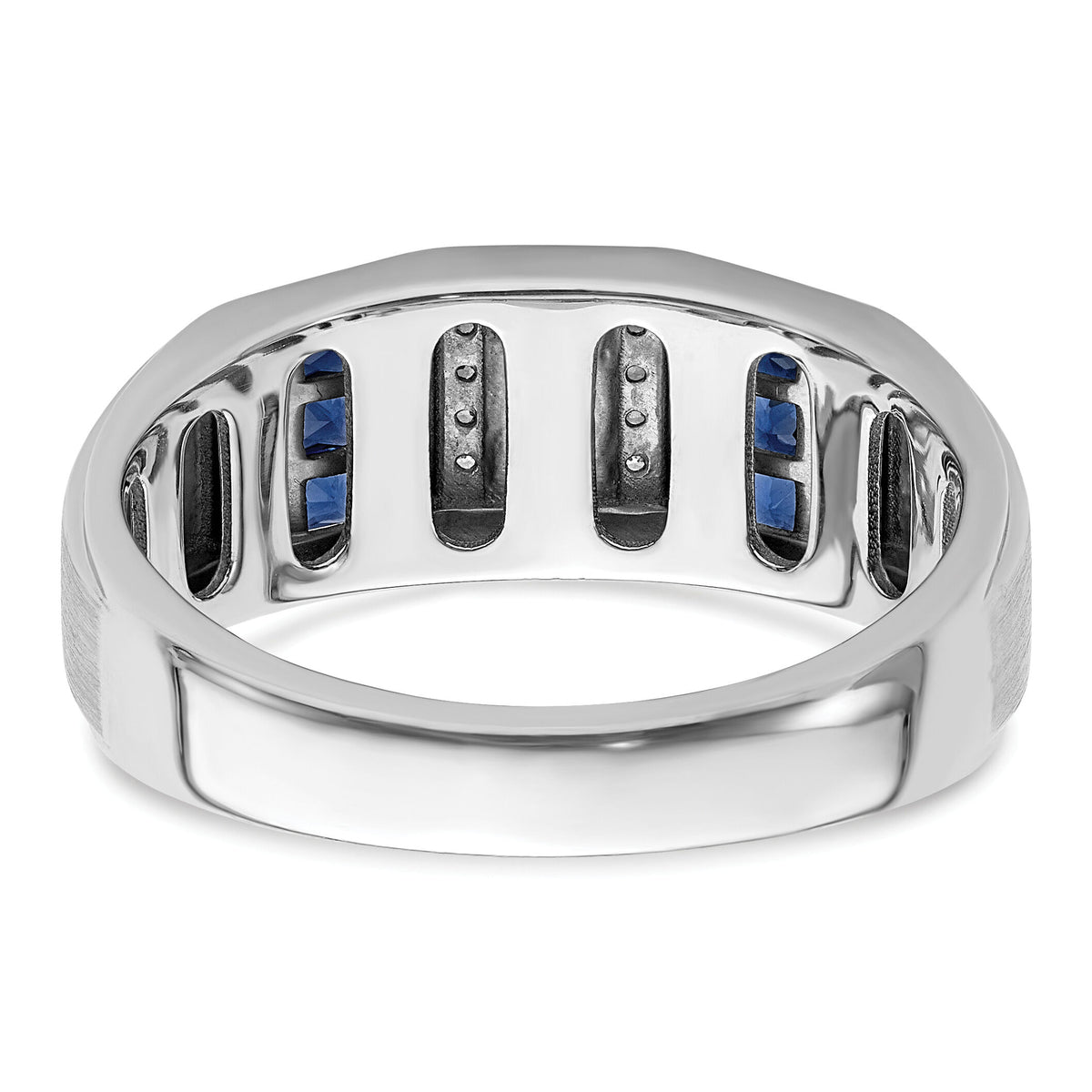 14k White Gold 1/5 ct Lab Grown Dia VS/SI+ G+ & Cr Sapphire Comp Men's Ring-B220055