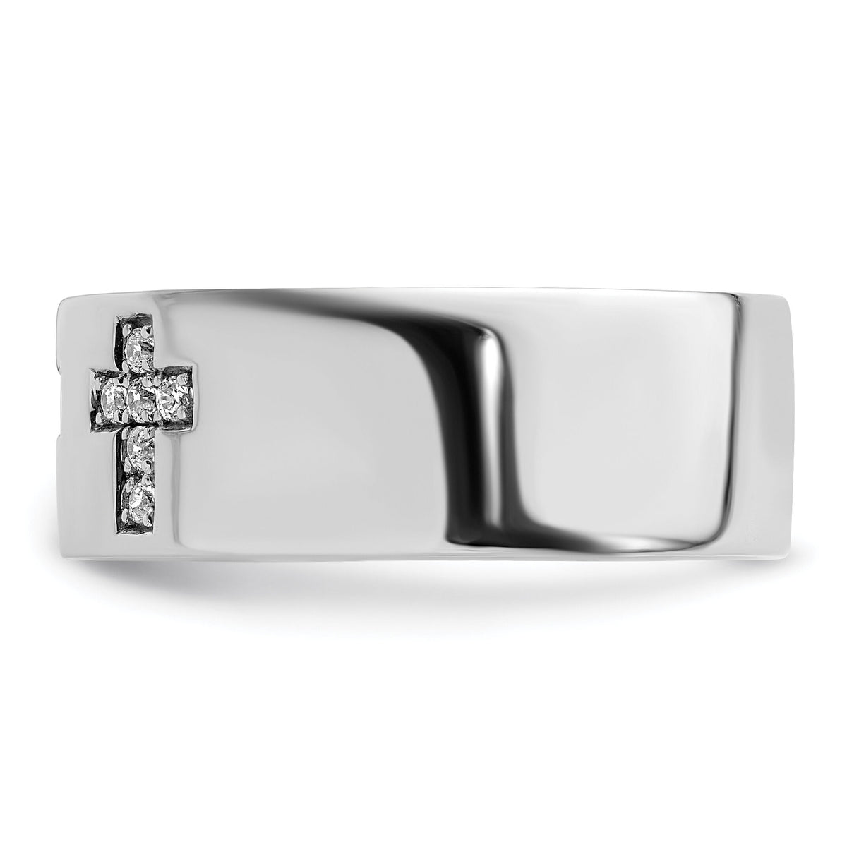 14k White Gold 1/5 ct Lab Grown Dia VS/SI+ G+ Complete Cross Men's Ring-B220056