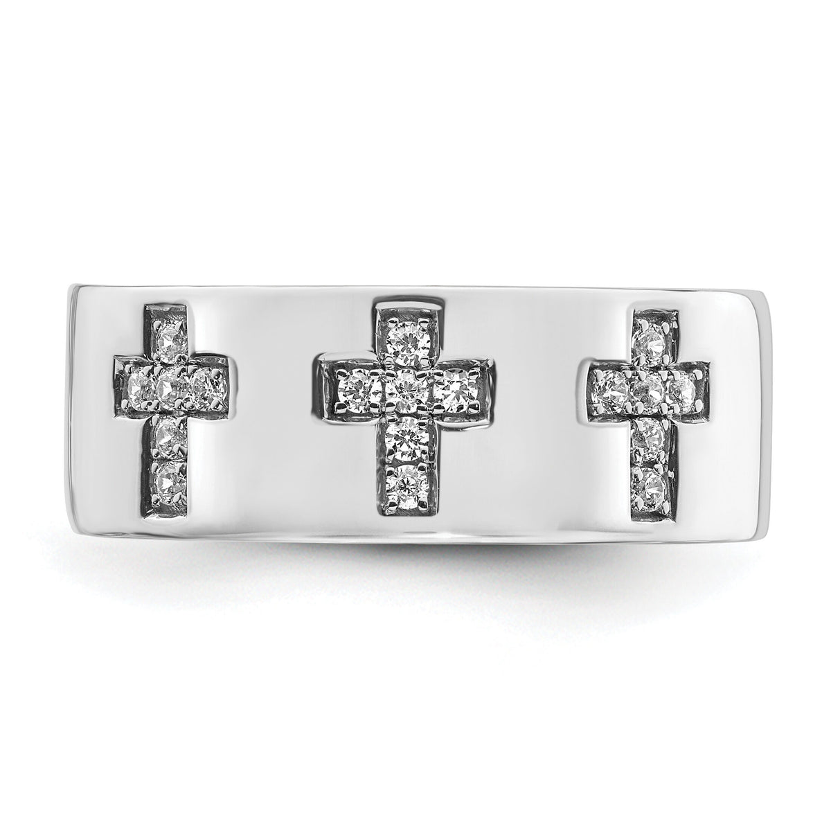 14k White Gold 1/5 ct Lab Grown Dia VS/SI+ G+ Complete Cross Men's Ring-B220056