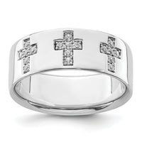 14k White Gold 1/5 ct Lab Grown Dia VS/SI+ G+ Complete Cross Men's Ring-B220056