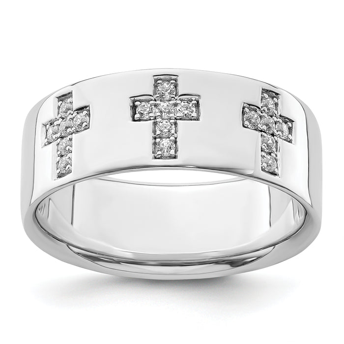 14k White Gold 1/5 ct Lab Grown Dia VS/SI+ G+ Complete Cross Men's Ring-B220056-4WLG