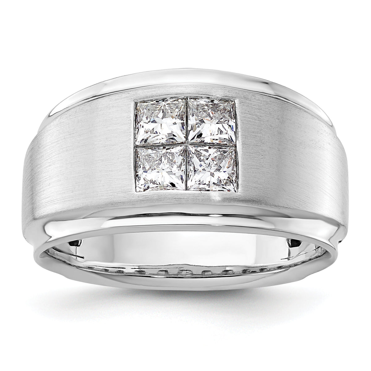 14k White Gold 7/8 ct Lab Grown Diamond VS/SI+ G+ Complete Men's Ring-B220057