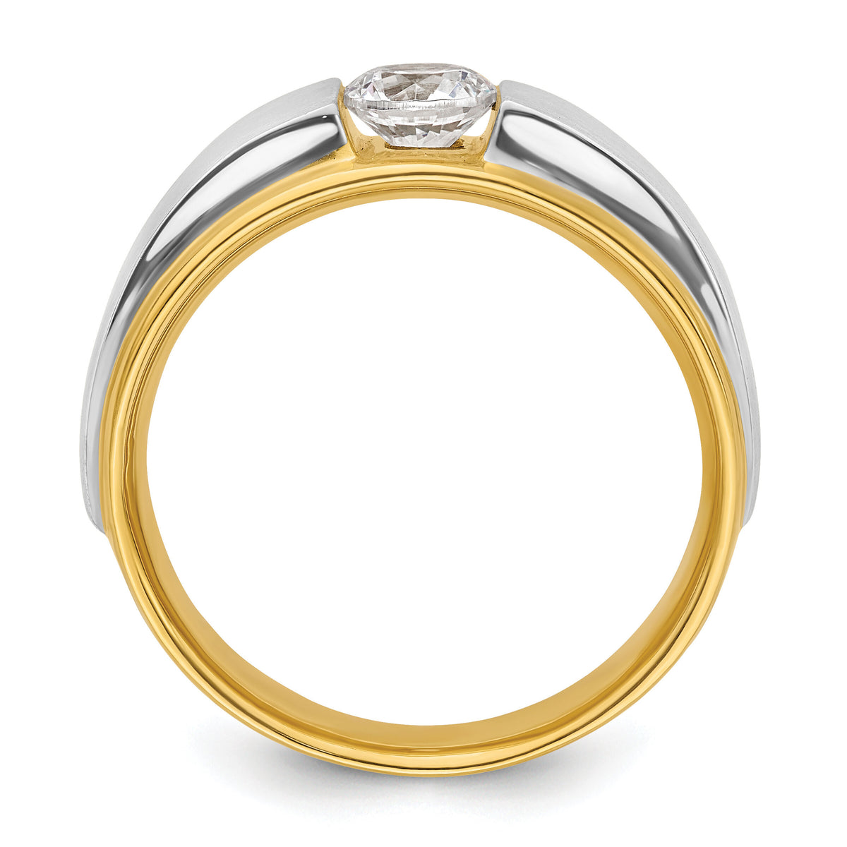 14k Two-tone 3/4 ct Lab Grown Dia VS/SI+ G+ Complete Satin Men's Ring-B220058