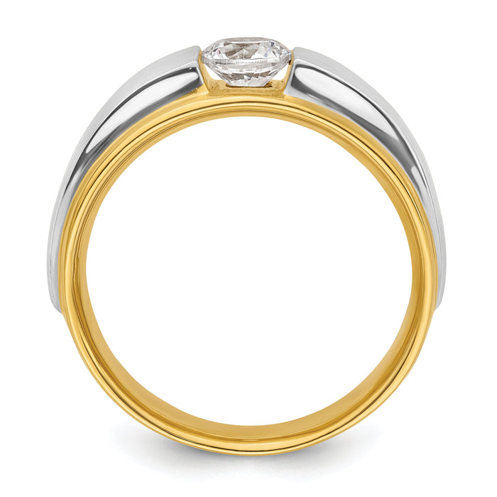 14k Two-tone 3/4 ct Lab Grown Dia VS/SI+ G+ Complete Satin Men's Ring-B220058