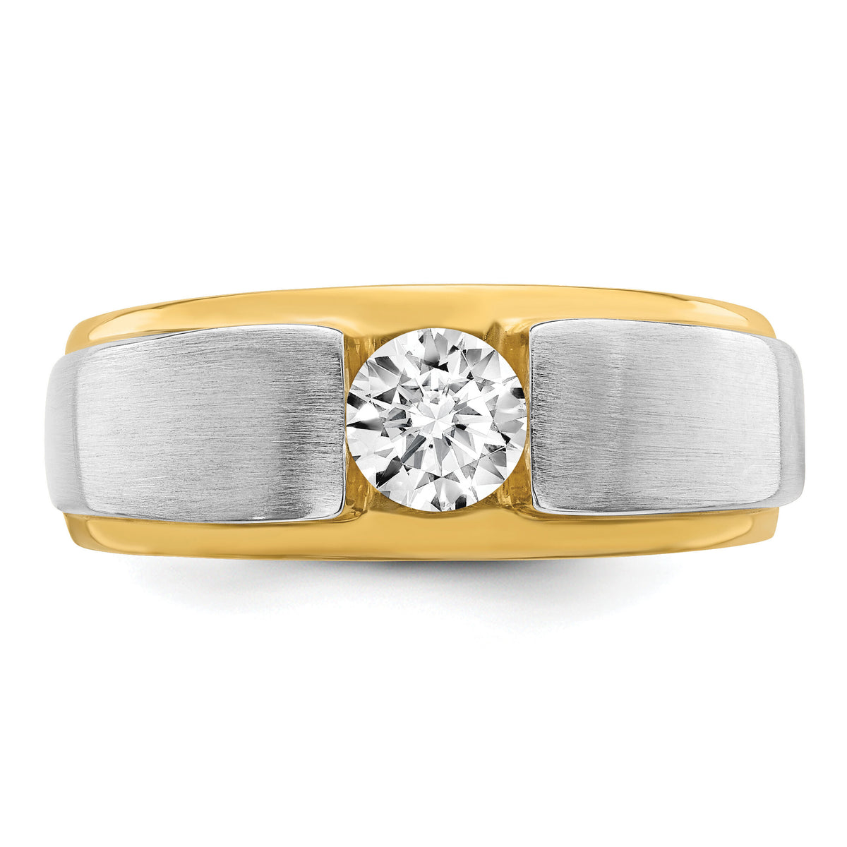 14k Two-tone 3/4 ct Lab Grown Dia VS/SI+ G+ Complete Satin Men's Ring-B220058