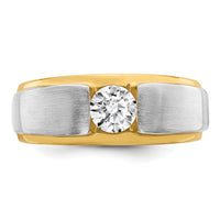 14k Two-tone 3/4 ct Lab Grown Dia VS/SI+ G+ Complete Satin Men's Ring-B220058