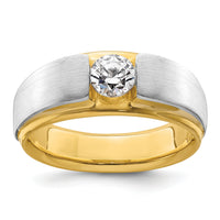 14k Two-tone 3/4 ct Lab Grown Dia VS/SI+ G+ Complete Satin Men's Ring-B220058