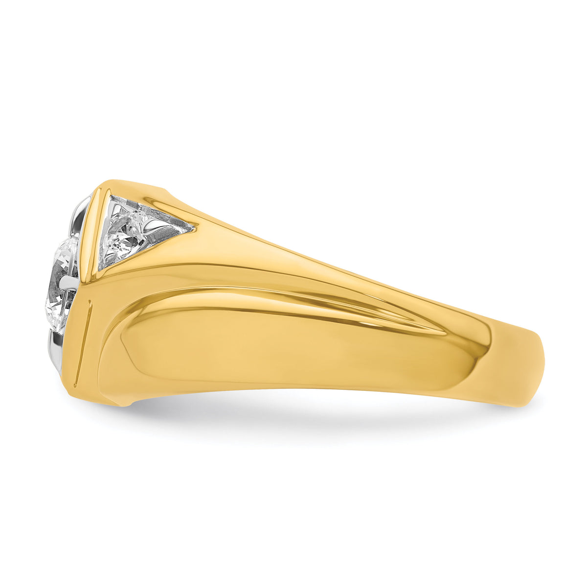 14k w/ RH 3/4 ct Lab Grown Dia VS/SI+ G+ Comp Polished/Satin Men's Ring-B220060A