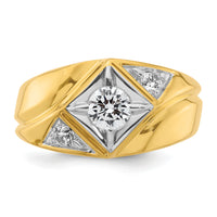 14k w/ RH 3/4 ct Lab Grown Dia VS/SI+ G+ Comp Polished/Satin Men's Ring-B220060A
