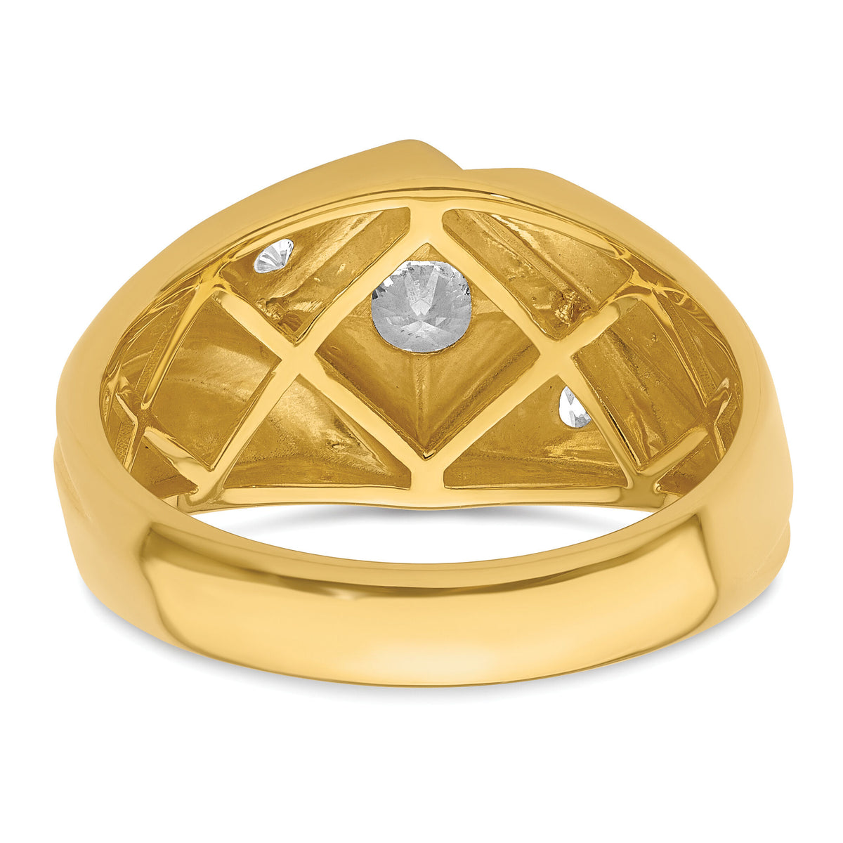 14k w/ RH 3/4 ct Lab Grown Dia VS/SI+ G+ Comp Polished/Satin Men's Ring-B220060A