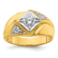 14k w/ RH 3/4 ct Lab Grown Dia VS/SI+ G+ Comp Polished/Satin Men's Ring-B220060A