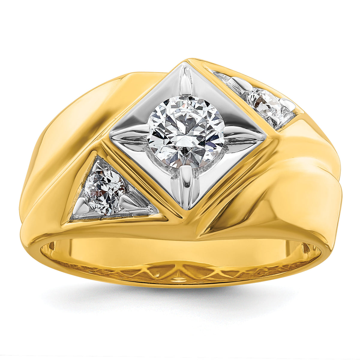 14k w/ White RH 7/8 ct Lab Grown Diamond VS/SI+ G+ Complete Men's Ring-B220060B