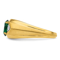 14k 1/10 ct Lab Grown Dia VS/SI+ G+ & Cr Emerald Complete Men's Ring-B220061