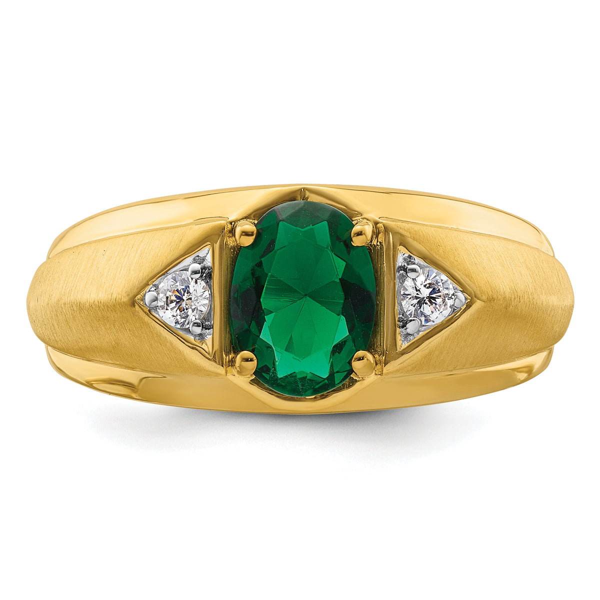14k 1/10 ct Lab Grown Dia VS/SI+ G+ & Cr Emerald Complete Men's Ring-B220061