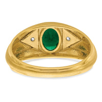 14k 1/10 ct Lab Grown Dia VS/SI+ G+ & Cr Emerald Complete Men's Ring-B220061