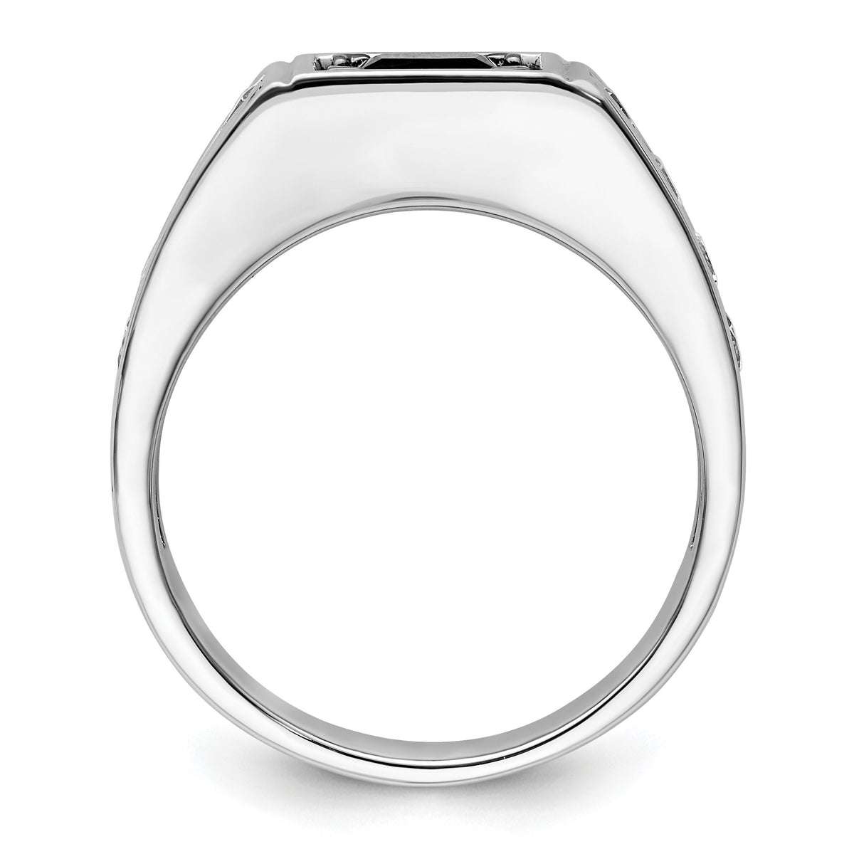 14k White Gold Black Rh 7/8 ct Lab Grown Dia VS/SI+ G+ & Onyx Comp Ring-B220063A