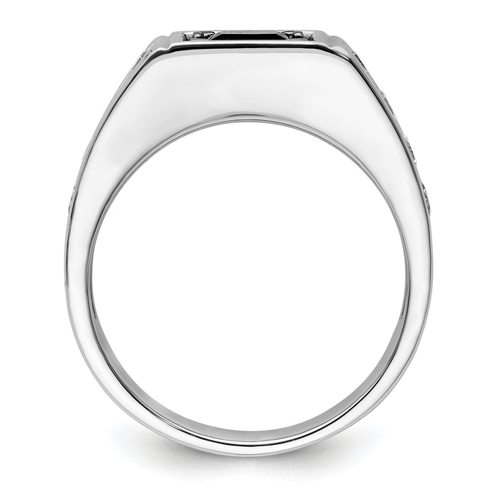 14k White Gold Black Rh 7/8 ct Lab Grown Dia VS/SI+ G+ & Onyx Comp Ring-B220063A