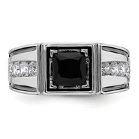 14k White Gold Black Rh 7/8 ct Lab Grown Dia VS/SI+ G+ & Onyx Comp Ring-B220063A