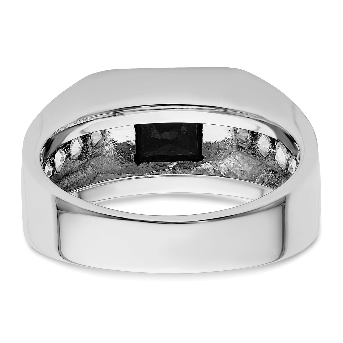14k White Gold Black Rh 7/8 ct Lab Grown Dia VS/SI+ G+ & Onyx Comp Ring-B220063A