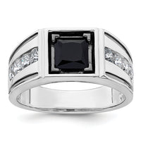 14k White Gold Black Rh 7/8 ct Lab Grown Dia VS/SI+ G+ & Onyx Comp Ring-B220063A