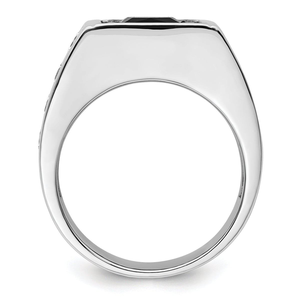 14k White Gold Black Rh 1 1/3 ct Lab Grown Dia VS/SI+ G+ & Onyx Comp Ring-B220063B