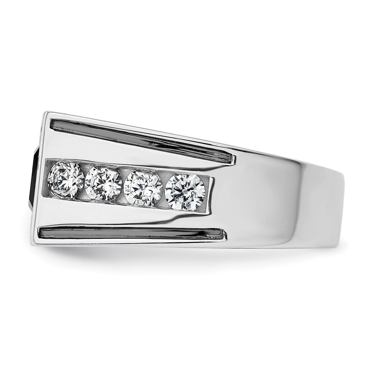 14k White Gold Black Rh 1 1/3 ct Lab Grown Dia VS/SI+ G+ & Onyx Comp Ring-B220063B