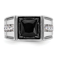 14k White Gold Black Rh 1 1/3 ct Lab Grown Dia VS/SI+ G+ & Onyx Comp Ring-B220063B