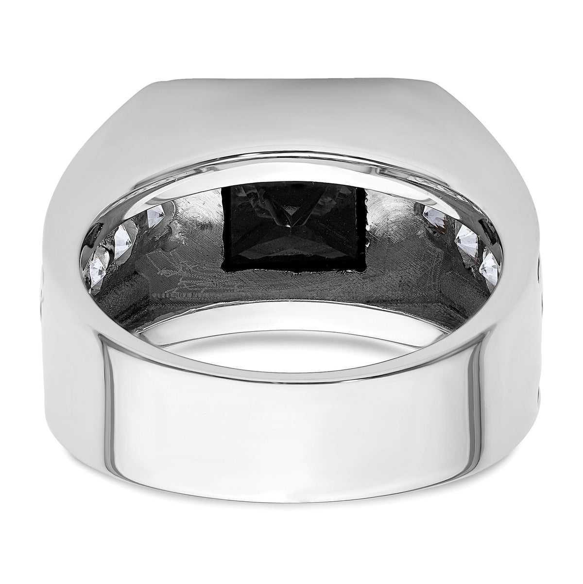 14k White Gold Black Rh 1 1/3 ct Lab Grown Dia VS/SI+ G+ & Onyx Comp Ring-B220063B