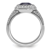 14k White Gold 1 ct Lab Grown Dia VS/SI+ G+ & Cr Blue Sapphire Complete Men-B220066