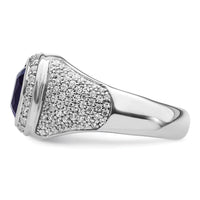 14k White Gold 1 ct Lab Grown Dia VS/SI+ G+ & Cr Blue Sapphire Complete Men-B220066