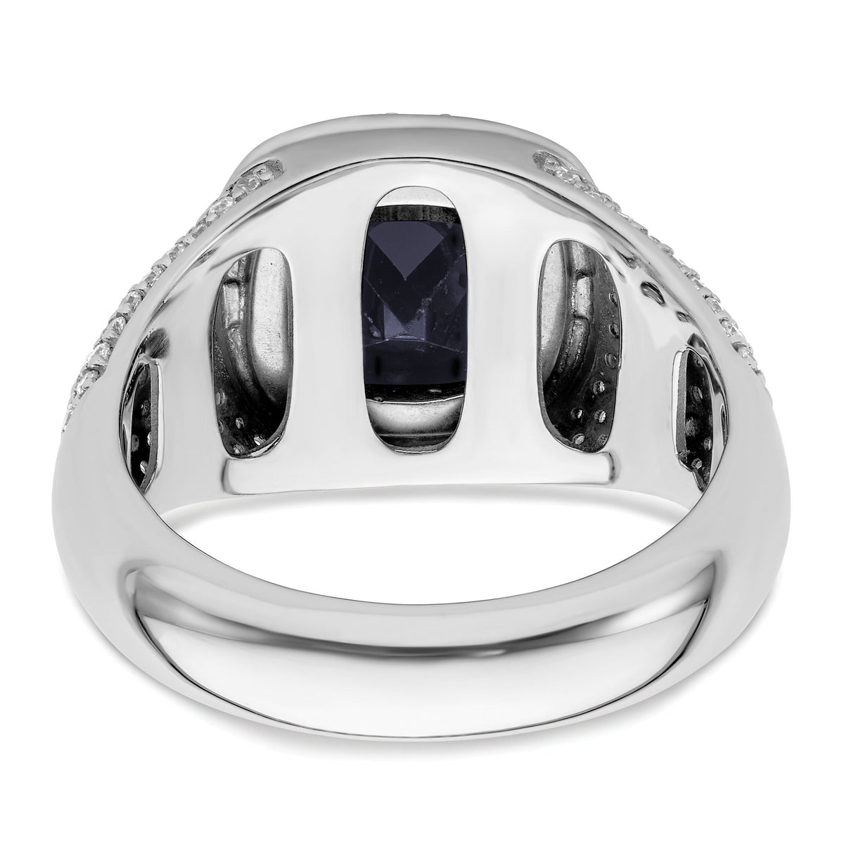 14k White Gold 1 ct Lab Grown Dia VS/SI+ G+ & Cr Blue Sapphire Complete Men-B220066