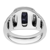 14k White Gold 1 ct Lab Grown Dia VS/SI+ G+ & Cr Blue Sapphire Complete Men-B220066