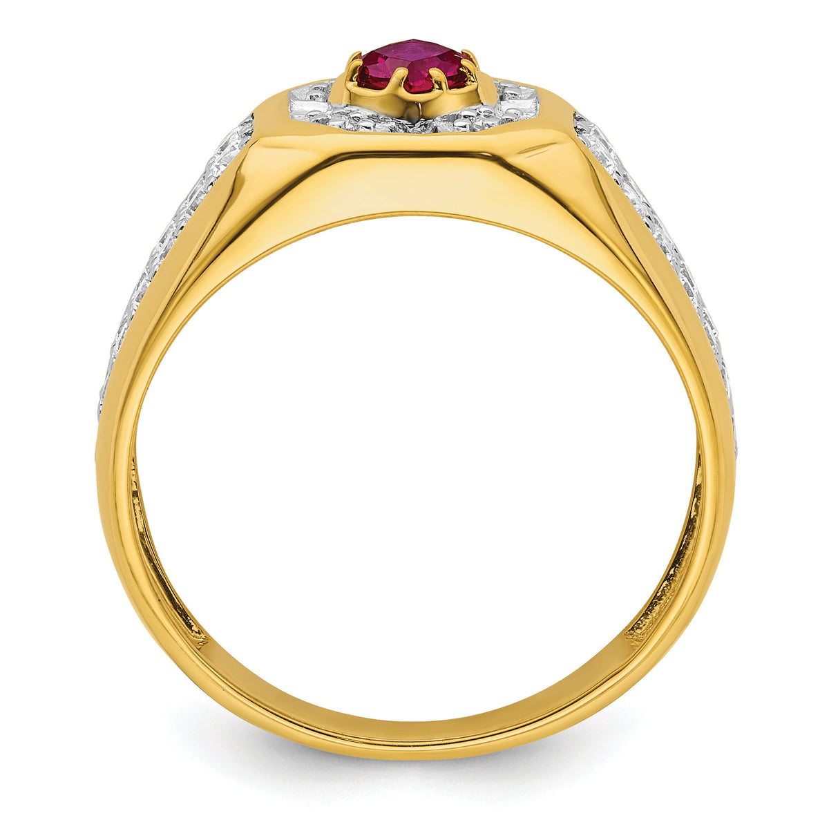 14k 5/8 ct Lab Grown Dia VS/SI+ G+ & Cr Ruby Complete Men's Ring-B220068