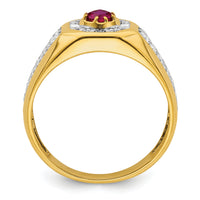 14k 5/8 ct Lab Grown Dia VS/SI+ G+ & Cr Ruby Complete Men's Ring-B220068