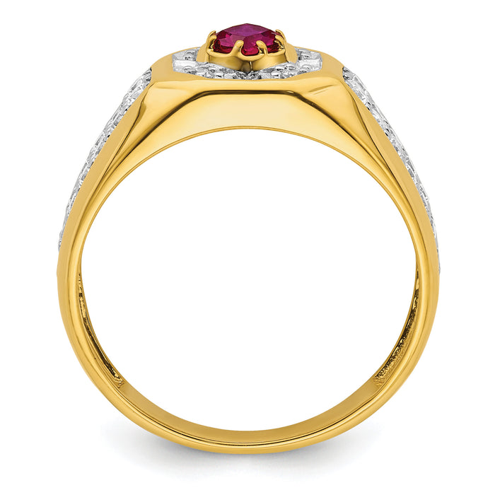 14k 5/8 ct Lab Grown Dia VS/SI+ G+ & Cr Ruby Complete Men's Ring-B220068
